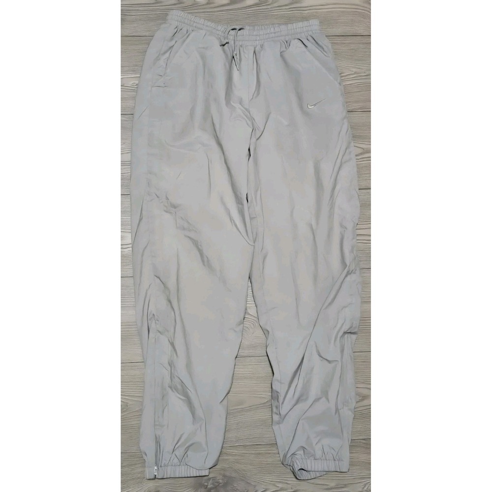 Vintage Nike Track Pants Gray Mens Medium Lined Drawstring CLEAN